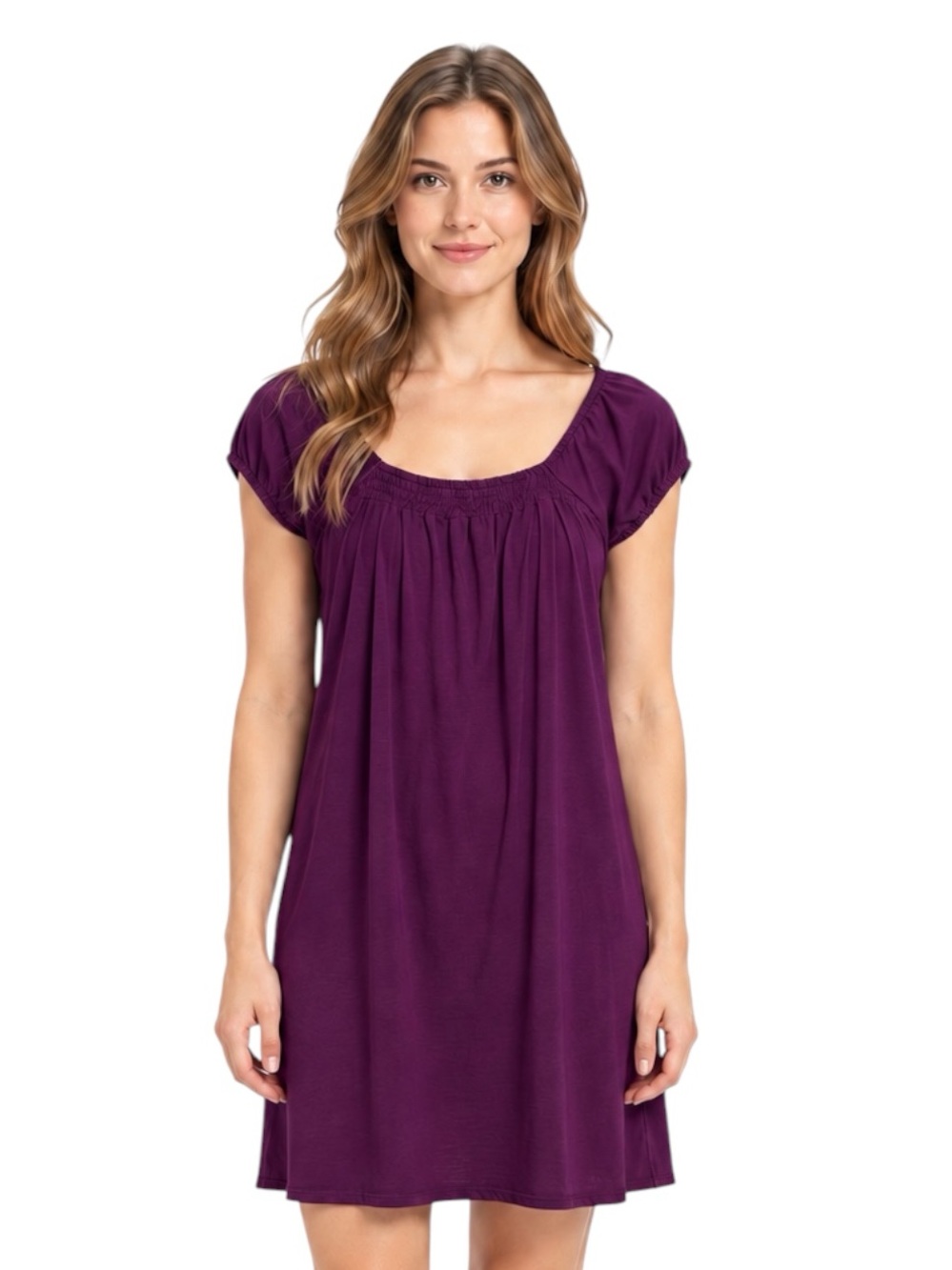 Ann Taylor LOFT Plum Purple Cap Sleeve Knit Mini Dress Size Small